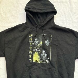 Oversized Whitney Houston Graphic Black Hoodie BARLEY WORN Medium